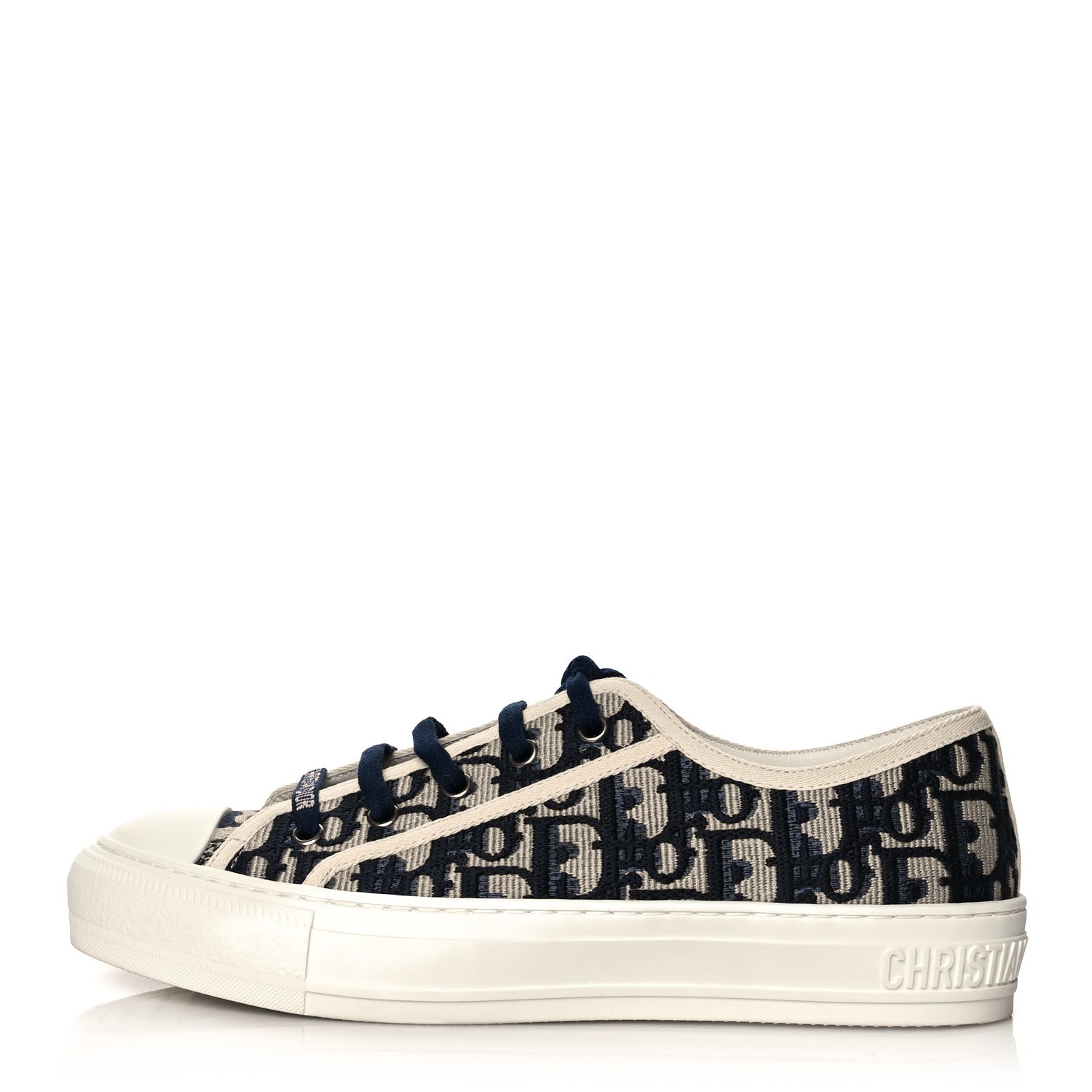 Christian Dior Canvas Oblique Walk'N'Dior Low Top Sneakers 39.5 Deep Blue 1 of 9