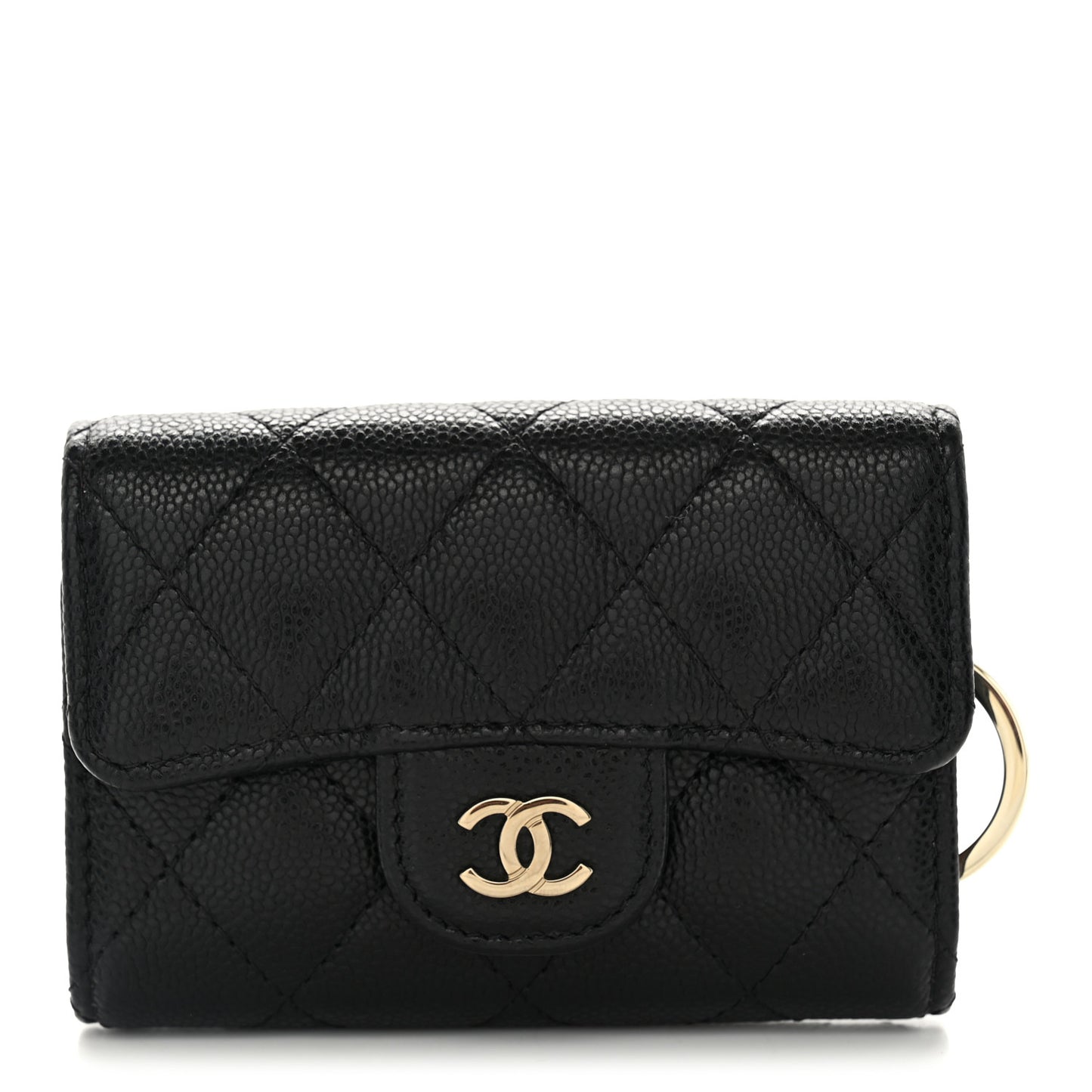 Caviar Quilted Classic 4 Key Holder Wallet Black
