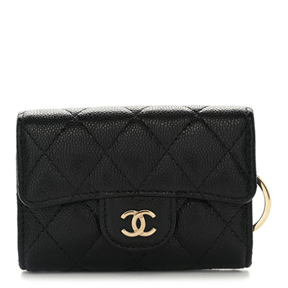 Chanel Caviar Quilted Classic 4 Key Holder Wallet Black 1 of 9