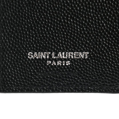 Saint Laurent Grain De Poudre Matelasse Chevron Monogram Zipped Card Case Black 6 of 8