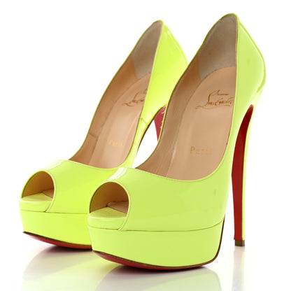 Christian Louboutin Patent Lady Peep 150 Pumps 36 Fluo Yellow 3 of 9