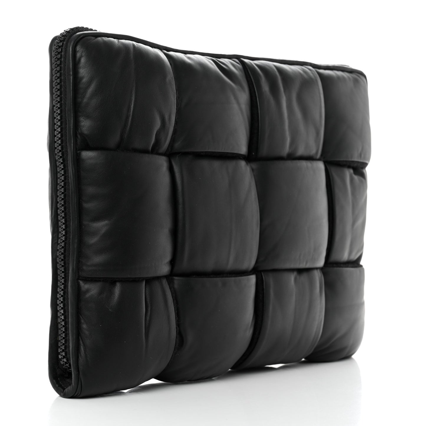 Calfskin Maxi Intrecciato Puffy Laptop Pouch Black