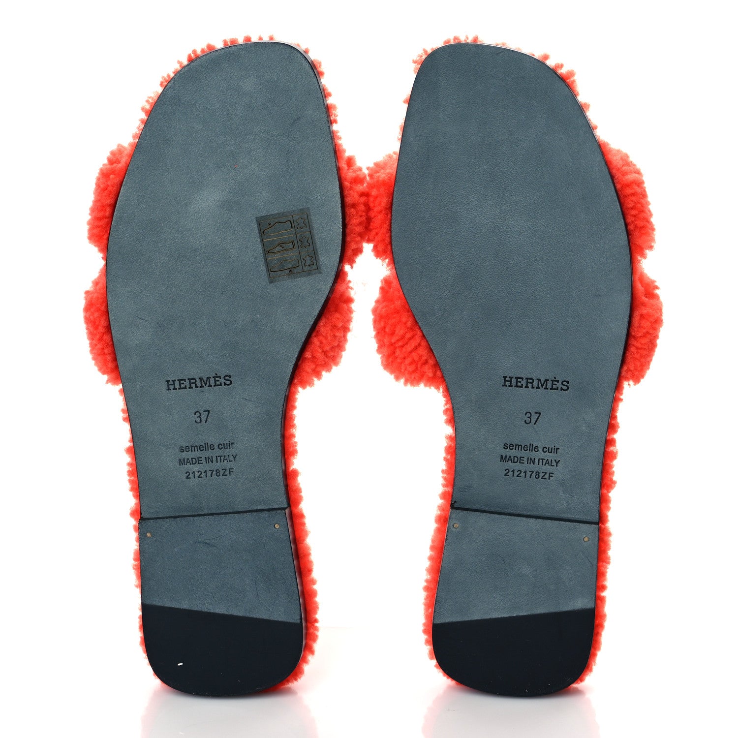 Hermes Woolskin Oran Sandals 37 Orange 5 of 8