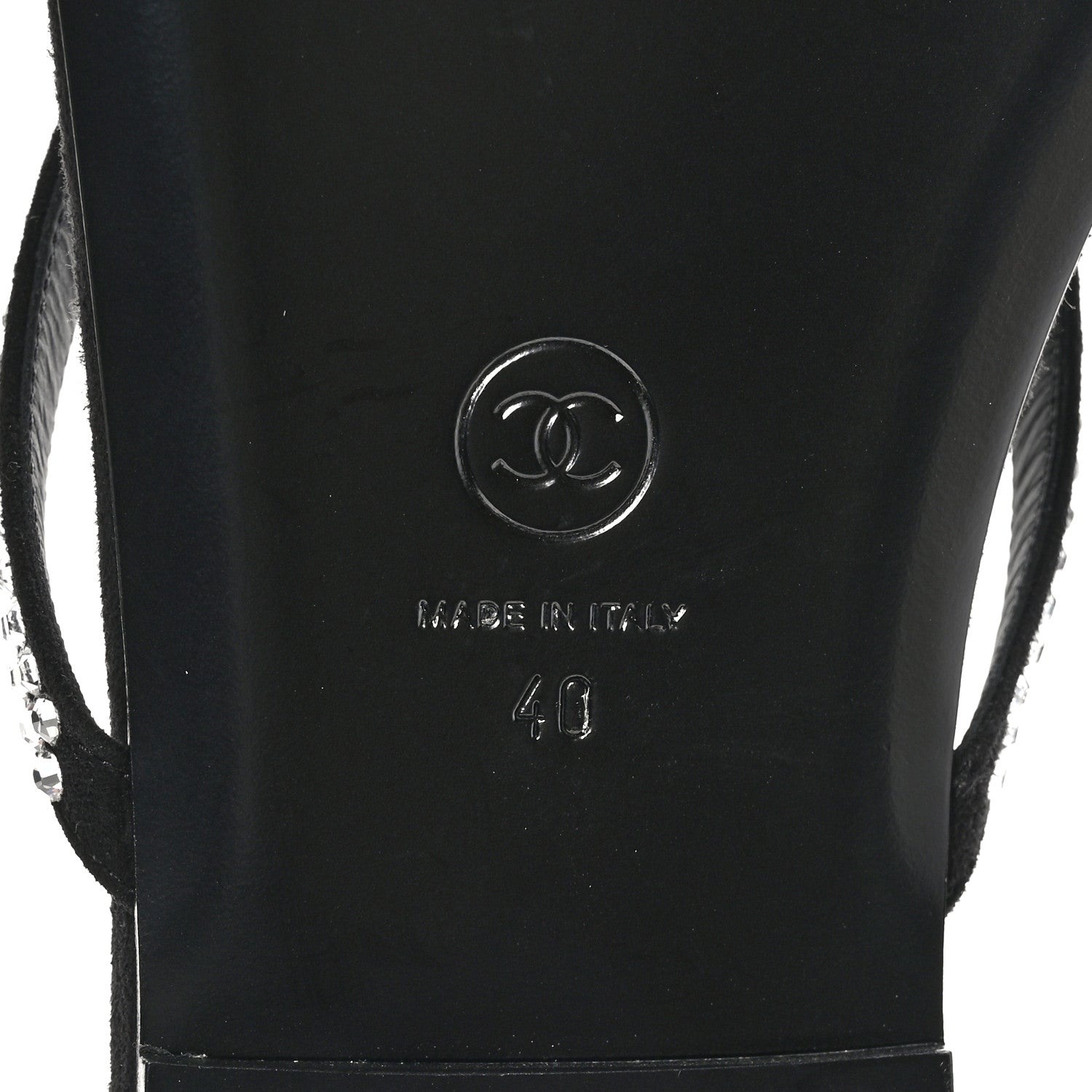 Chanel Suede Kidskin Strass CC Thong Sandals 40 Black 8 of 9