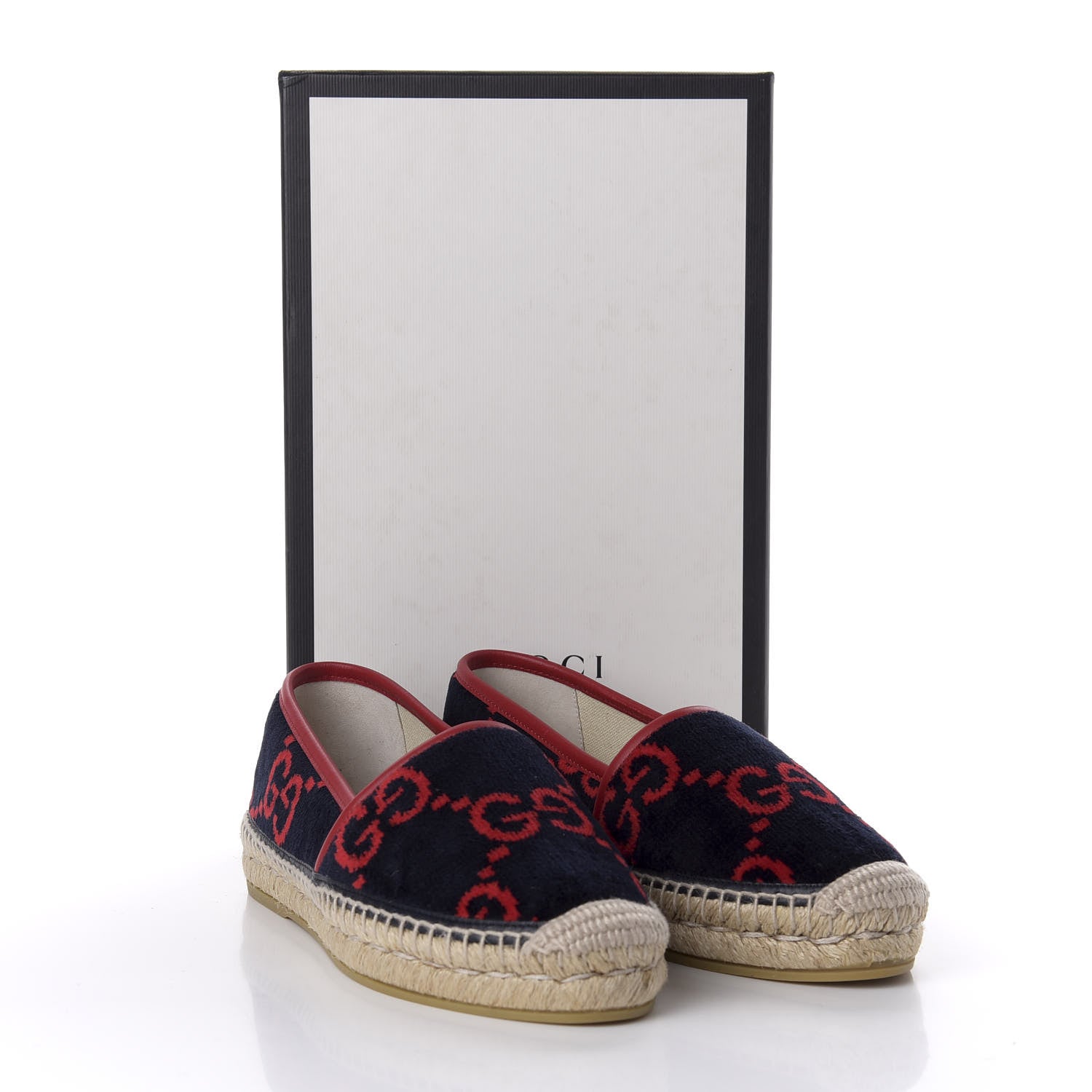 Gucci Terry Cloth GG Monogram Espadrilles 38 Blue Red 10 of 10