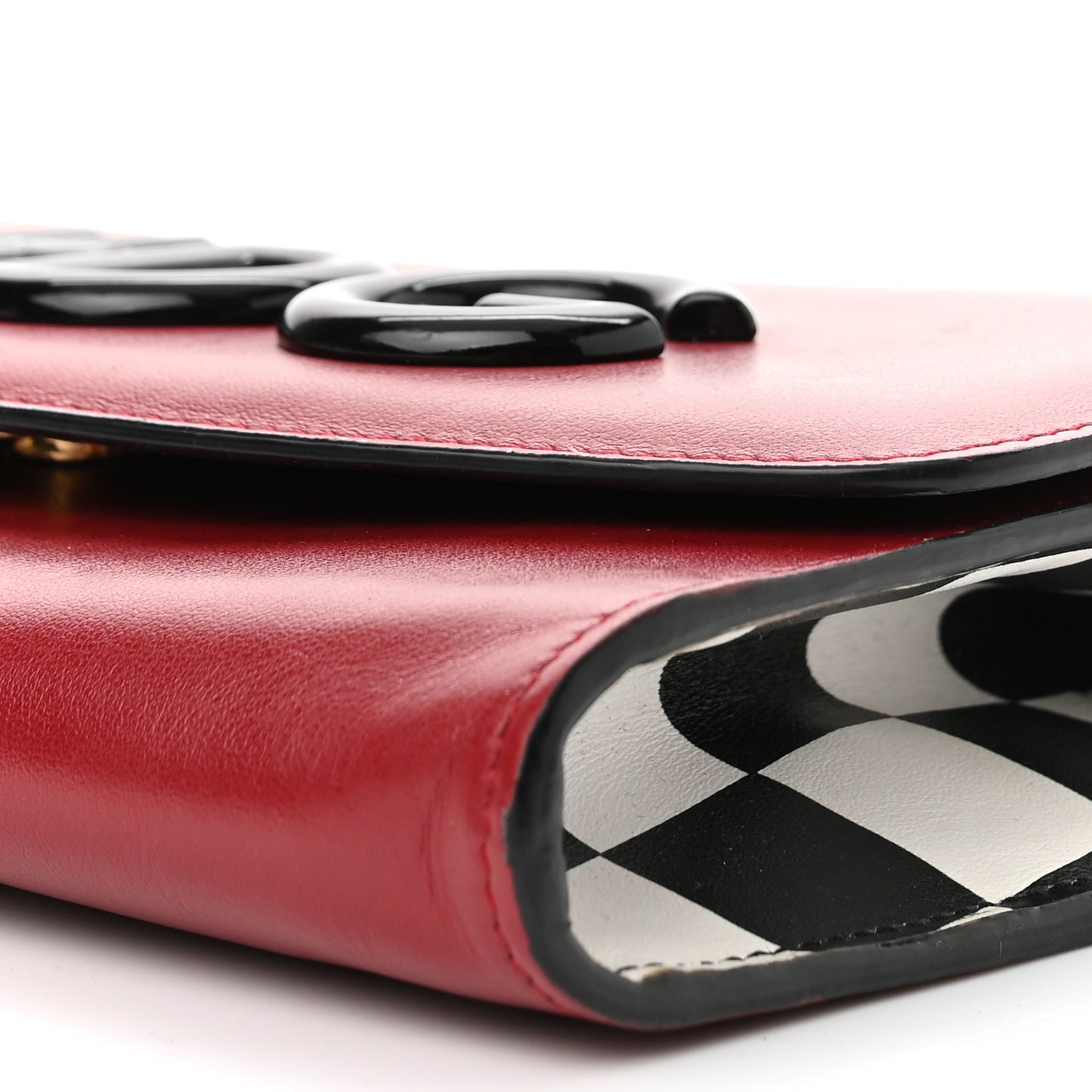 Calfskin Studded Wallet On Chain Red