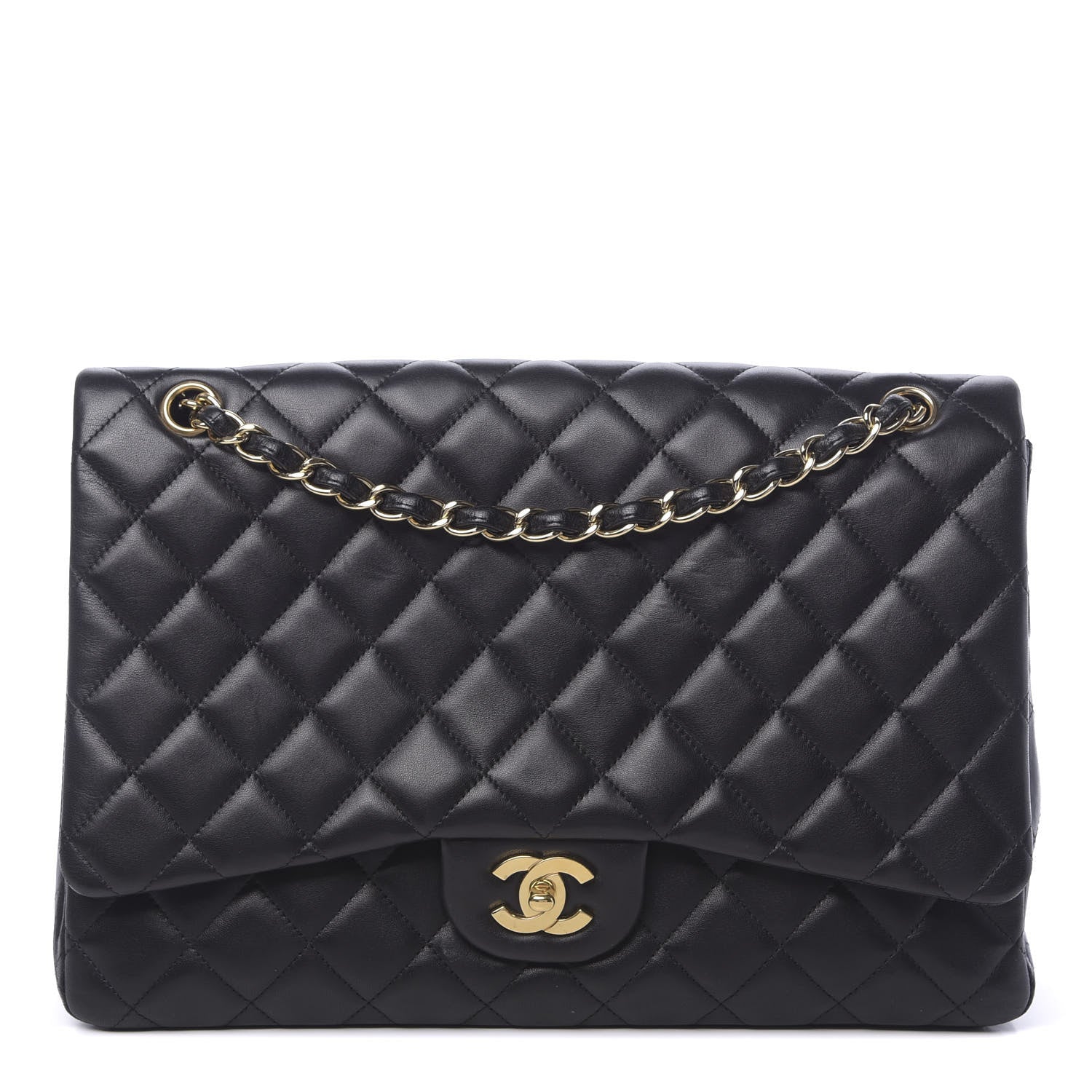 Chanel Lambskin Quilted Maxi Single Flap Black 1 of 10