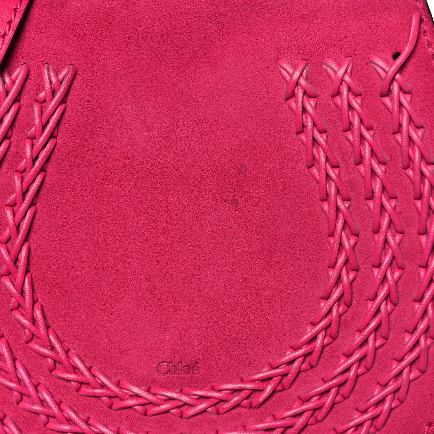 Chloe Suede Calfskin Braided Mini Marcie Round Crossbody Bag Fuchsia Rose 9 of 9