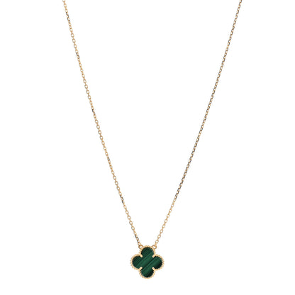 Van Cleef & Arpels 18K Yellow Gold Malachite Vintage Alhambra Pendant Necklace 1 of 5