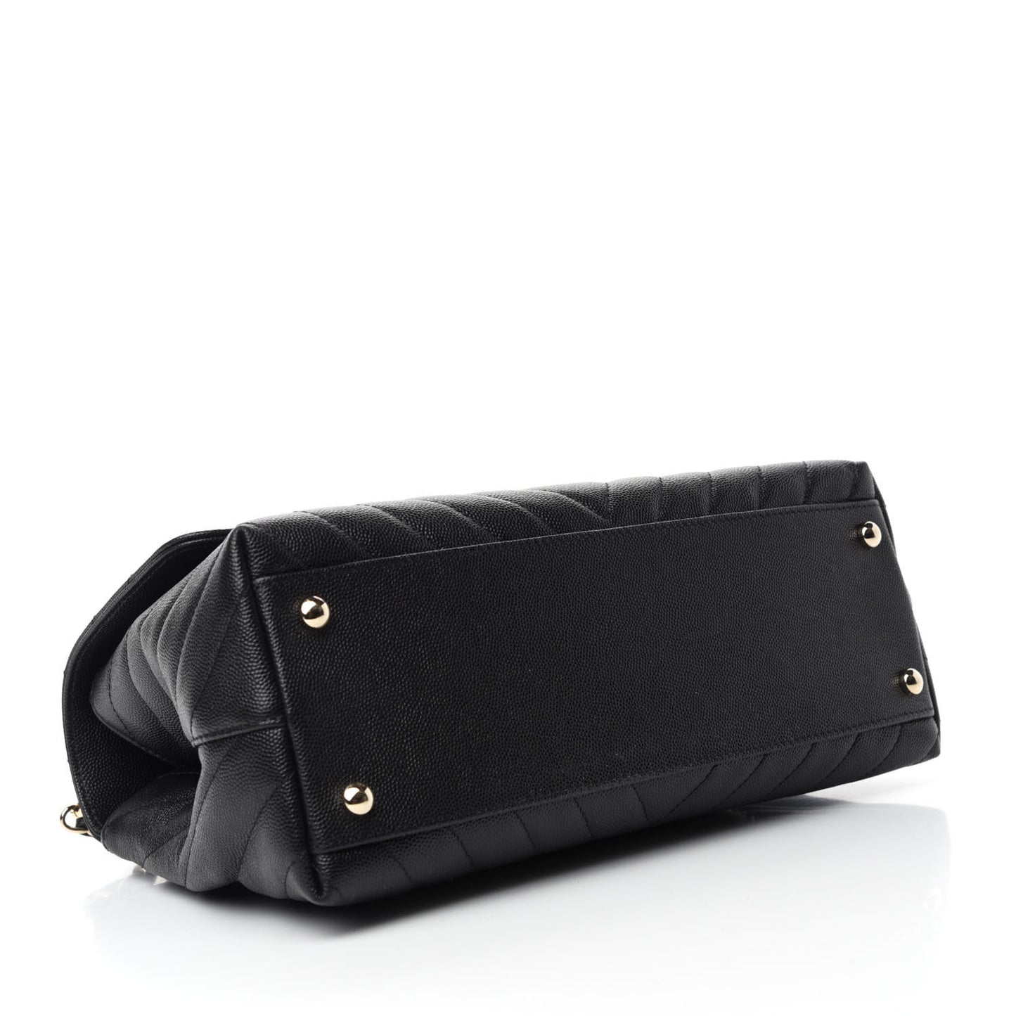 Caviar Chevron Quilted Small Coco Handle Flap Black