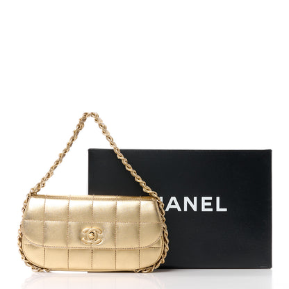 Chanel Metallic Lambskin Quilted Chocolate Bar 3 Chain Flap Gold 13 of 13