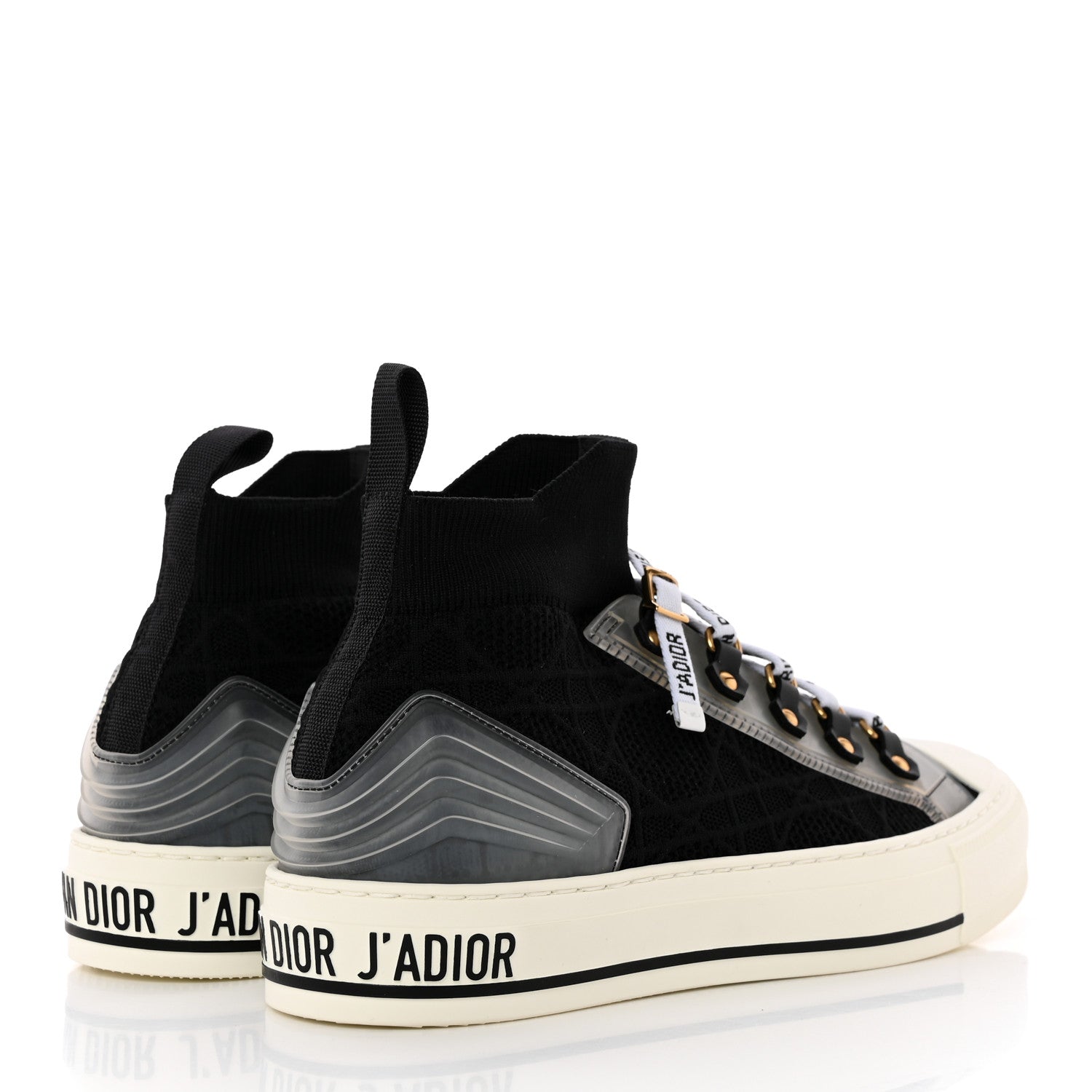 Christian Dior Technical Knit Calfskin Womens Walk'N'Dior High Top Sneakers 37 Black 4 of 11