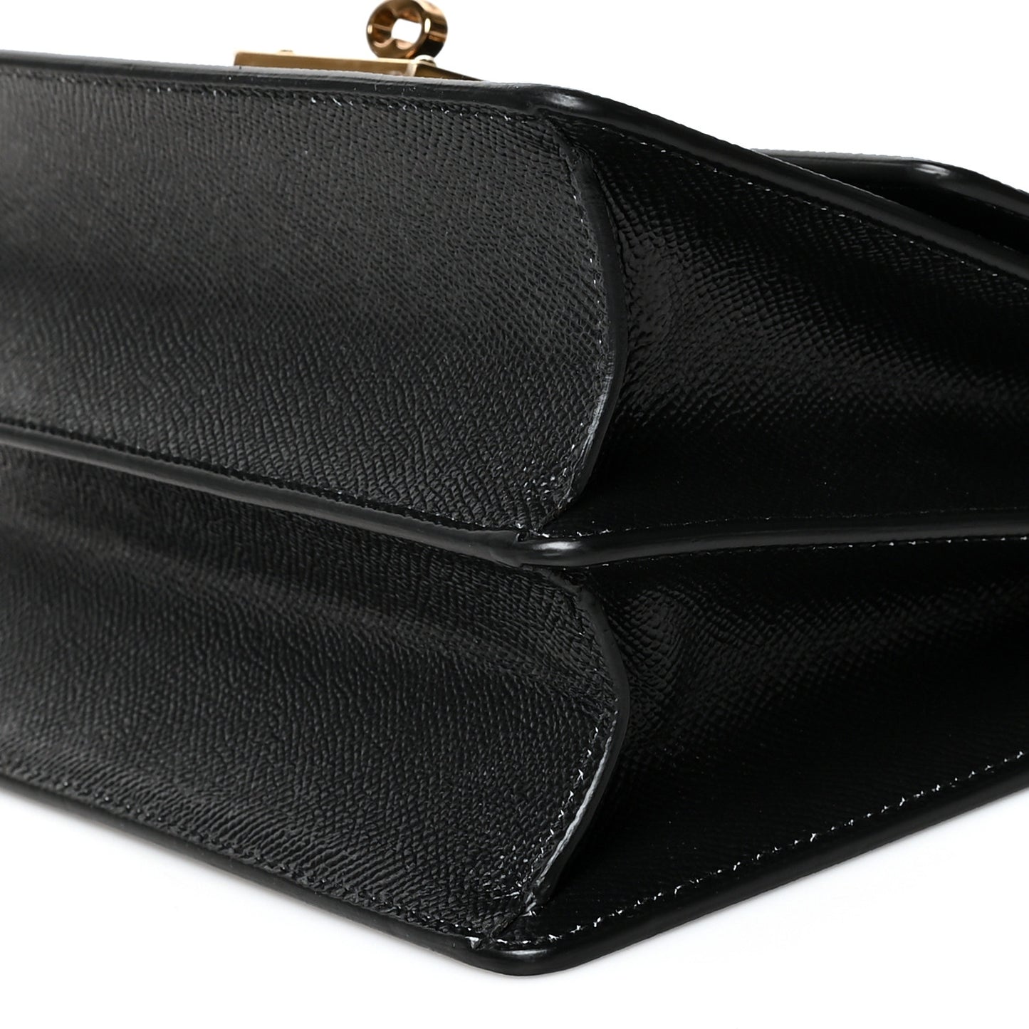 Grained Calfskin Floral Print Rosalia Shoulder Bag Black