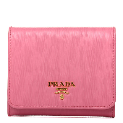 Prada Vitello Move Tri-Fold Compact Wallet Peonia 1 of 8