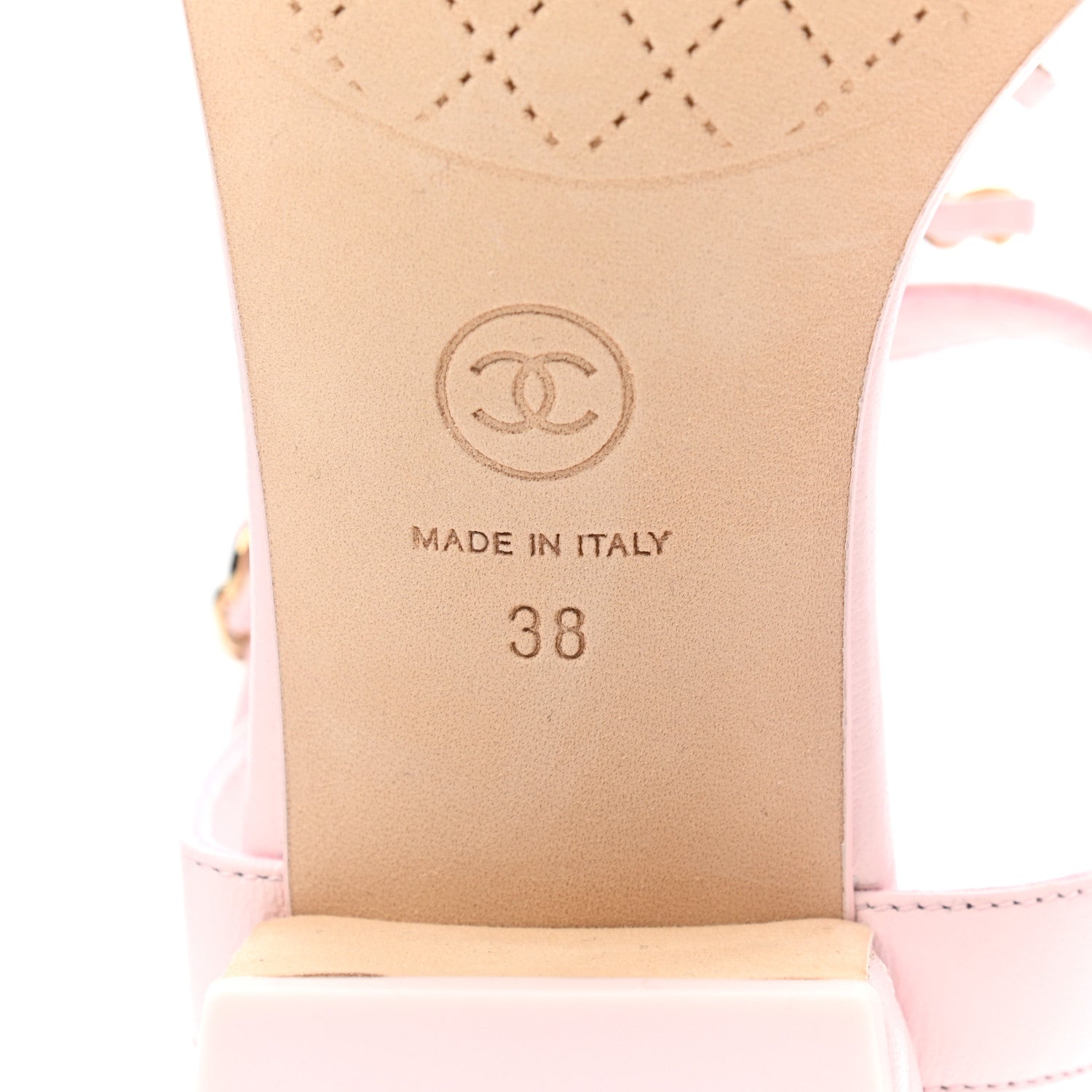 Chanel Lambskin Chain CC Logo Thong Sandals 38 Light Pink 6 of 9