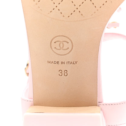 Chanel Lambskin Chain CC Logo Thong Sandals 38 Light Pink 6 of 9