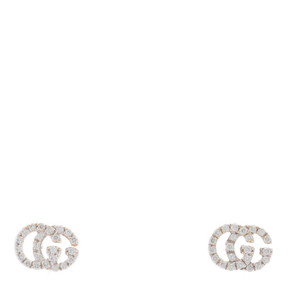 Gucci 18K White Gold Diamond Mini Running G Earrings 1 of 4