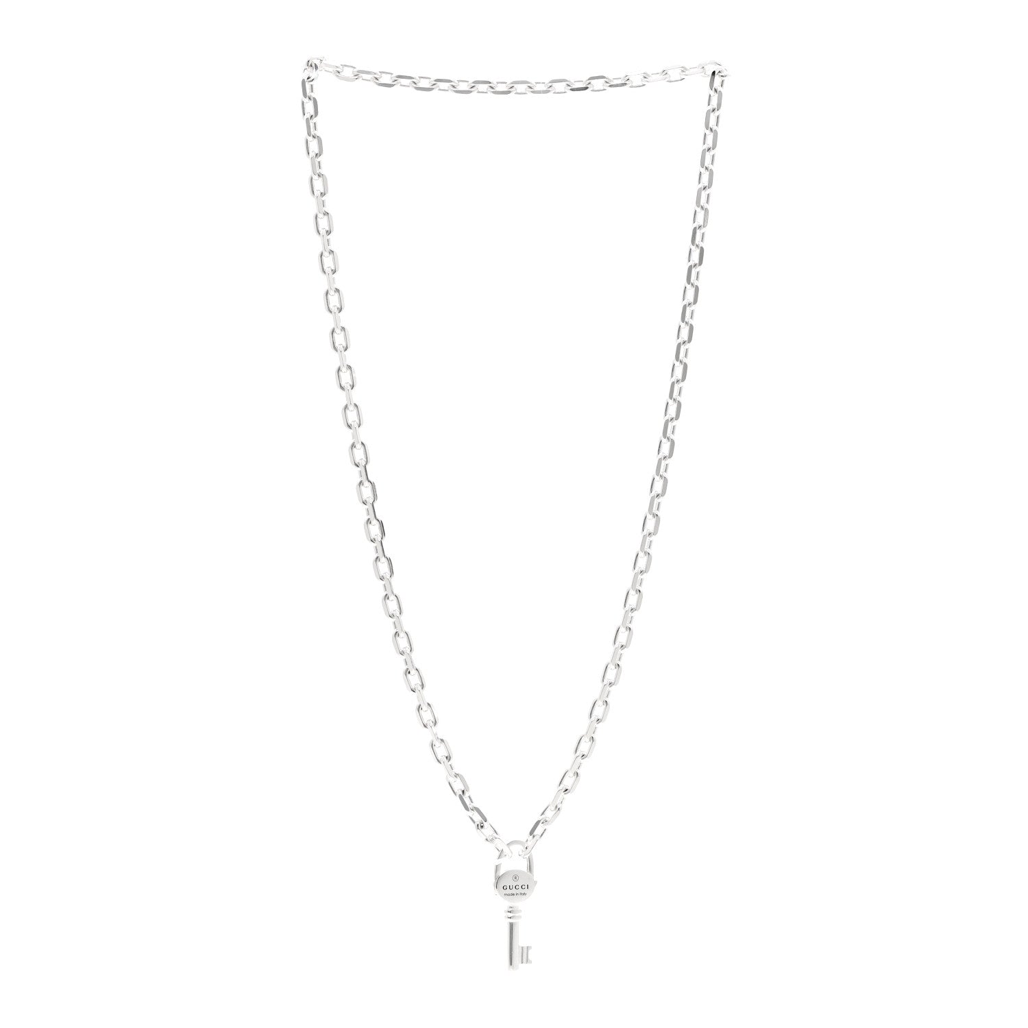 Gucci Sterling Silver Trademark Key Pendant Necklace 3 of 5
