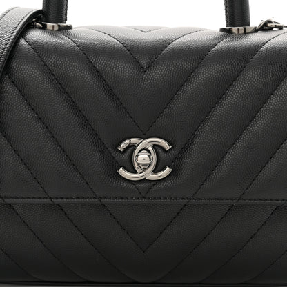 Chanel Caviar Chevron Quilted Mini Coco Handle Flap Black 8 of 10