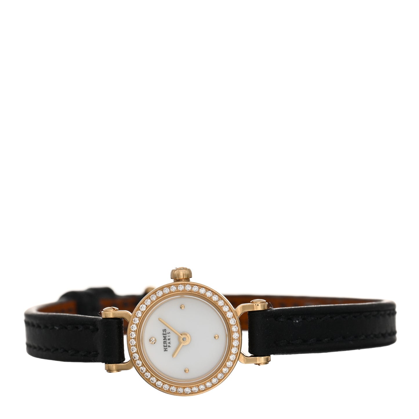 18K Yellow Gold Barenia Diamond 16mm Faubourg Quartz Watch Noir
