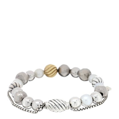 David Yurman Sterling Silver 18K Yellow Gold Pearl Elements Bead Bracelet 2 of 3