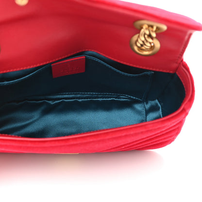 Gucci Velvet Matelasse Mini GG Marmont Shoulder Bag Hibiscus Red 5 of 9