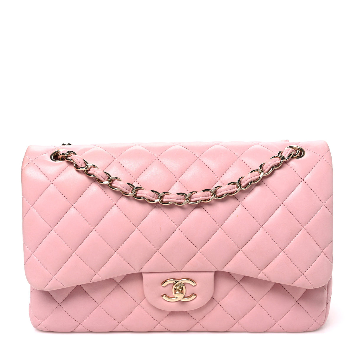 Chanel Lambskin Quilted Jumbo Double Flap Light Pink 1 of 10