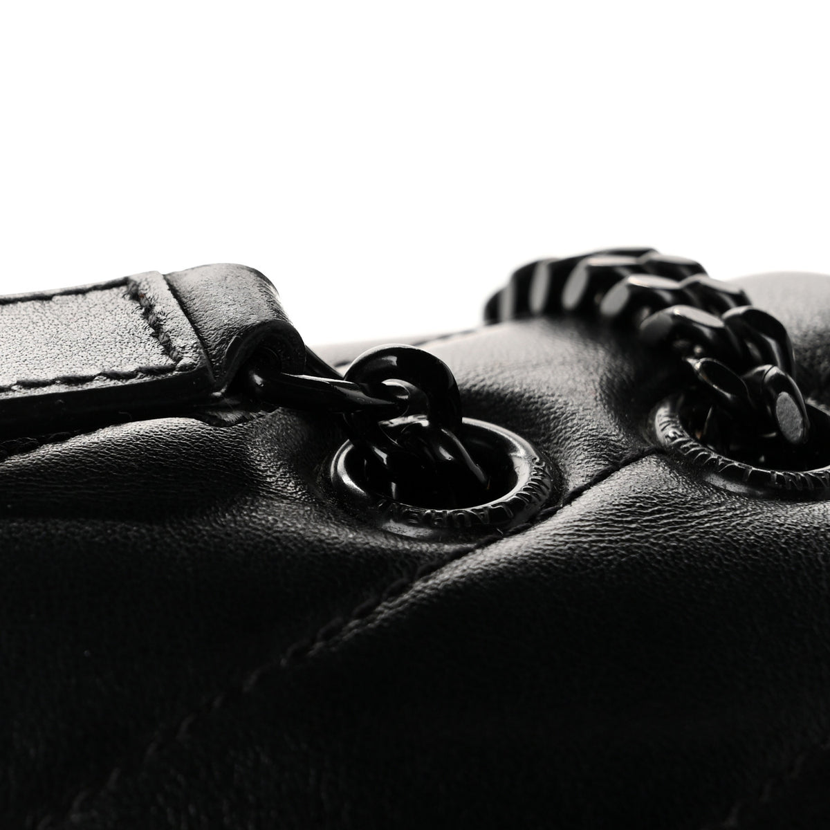 Calfskin Y Quilted Monogram Monochrome Small Loulou Chain Satchel Black