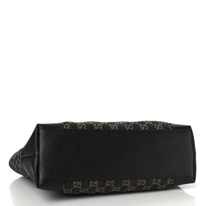 Gucci Jacquard Black Denim GG Monogram Medium Ophidia Shopping Tote Black Ivory 4 of 9