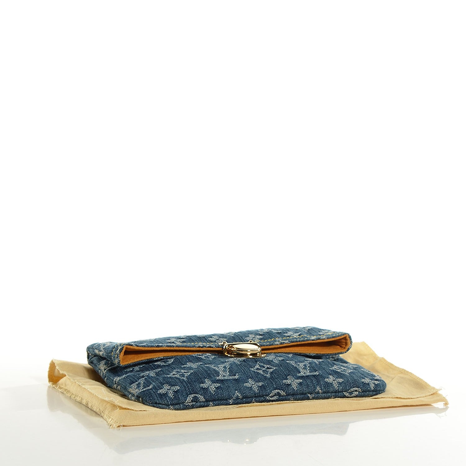 Louis Vuitton Monogram Denim Pochette Plat Clutch Blue 4 of 7