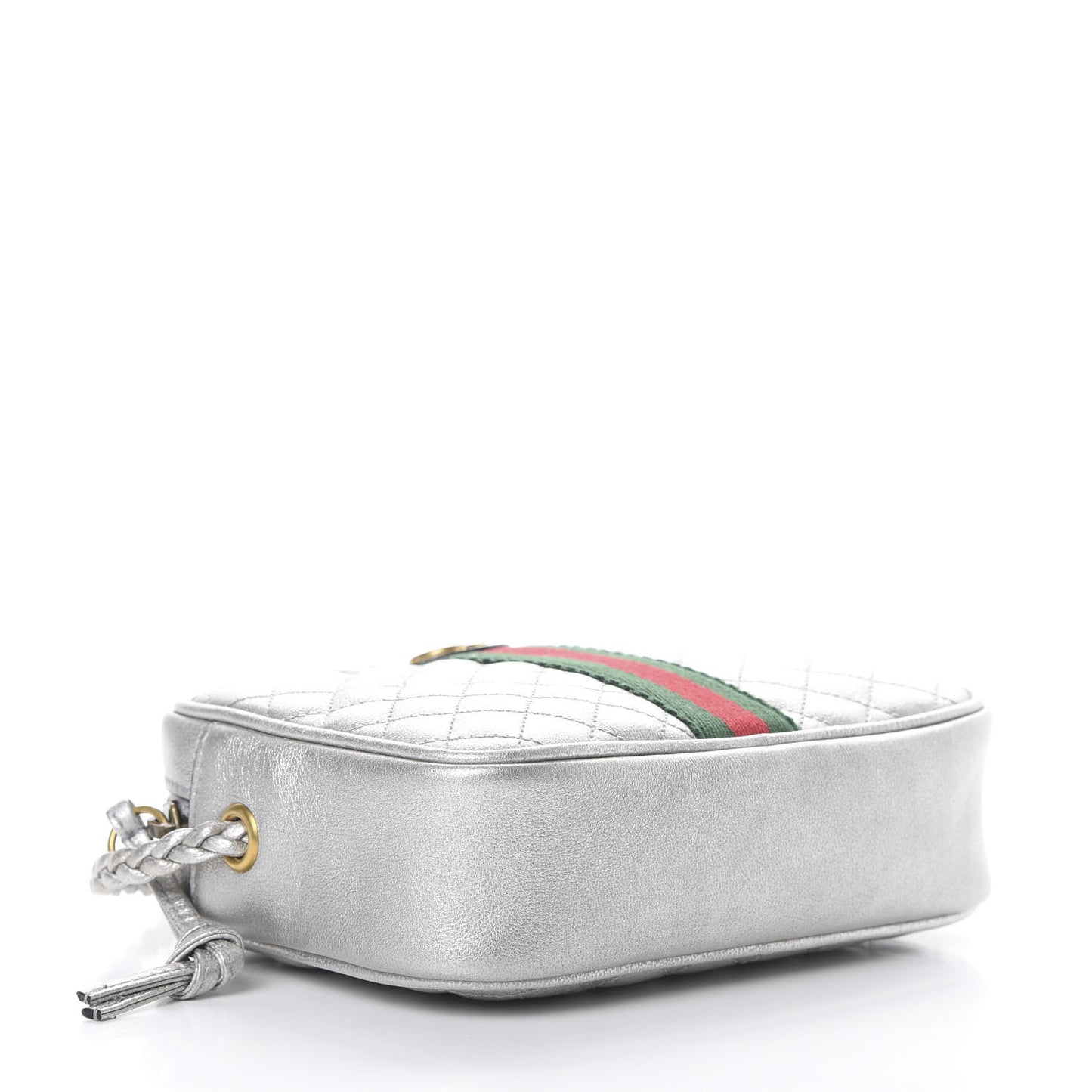 Laminated Nappa Web Trapuntata Mini GG Shoulder Bag Argento