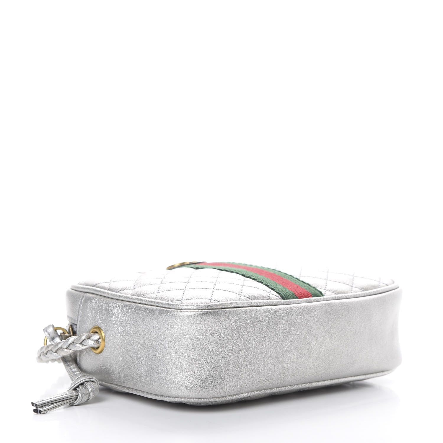 Gucci Laminated Nappa Web Trapuntata Mini GG Shoulder Bag Argento 3 of 10