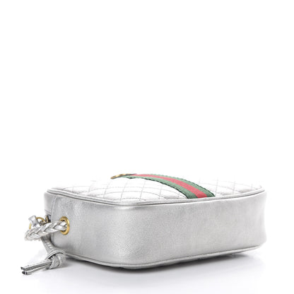 Gucci Laminated Nappa Web Trapuntata Mini GG Shoulder Bag Argento 3 of 10