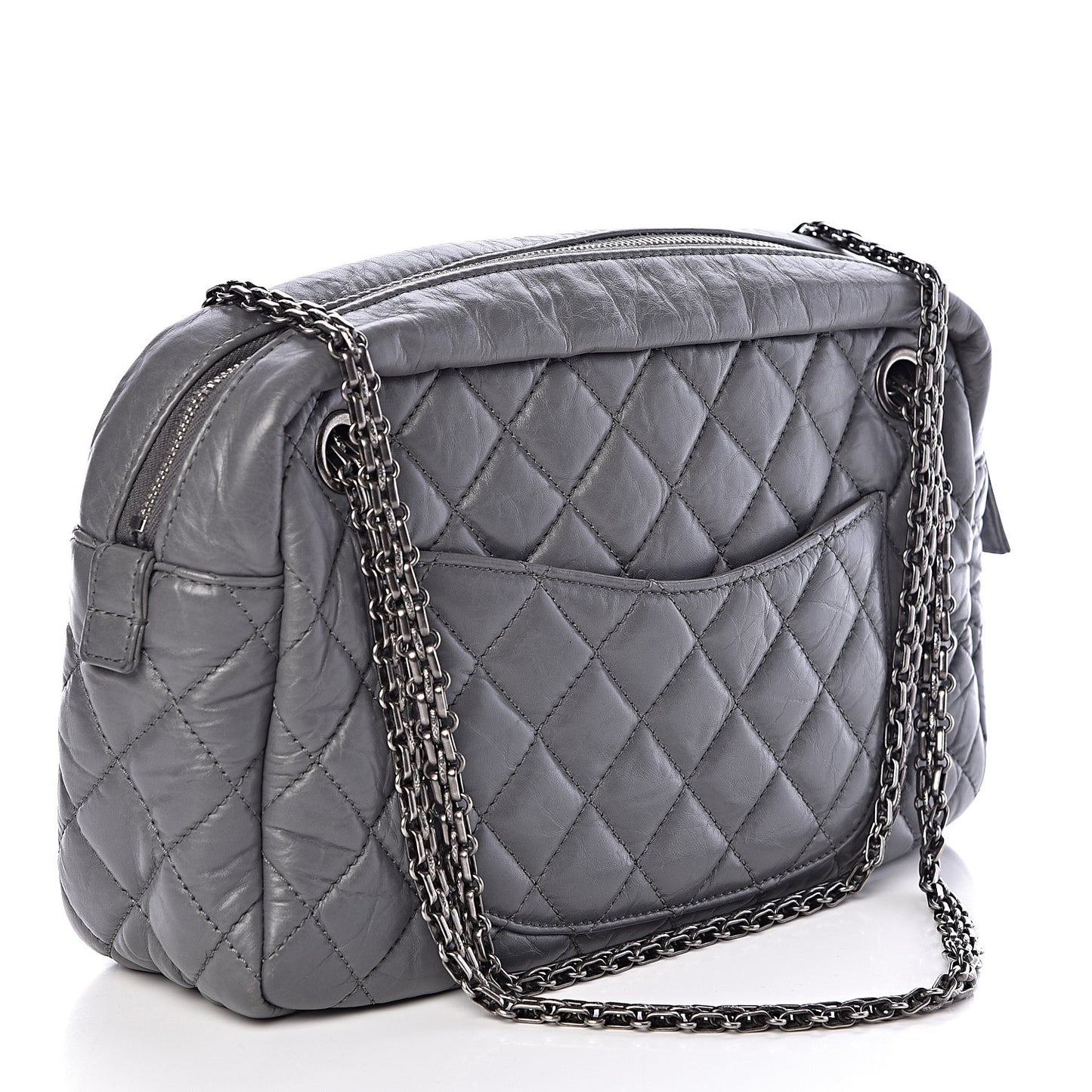 Aged Calfskin Medium Reissue Camera Case Grey