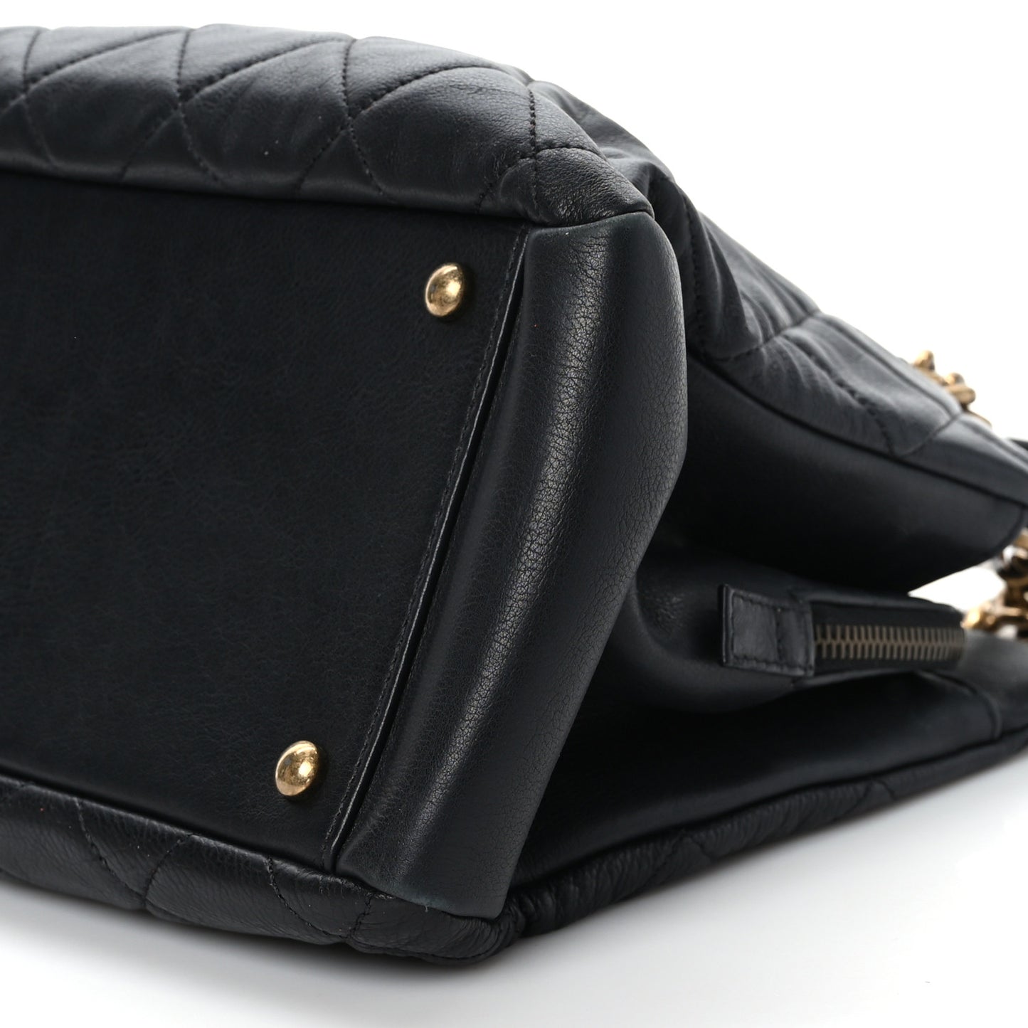 Calfskin Quilted Small CC Crown Tote Black