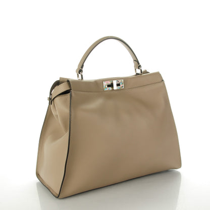Fendi Vitello Seta Plexiglass Granite Large Peekaboo Iconic Satchel Tortora 3 of 8