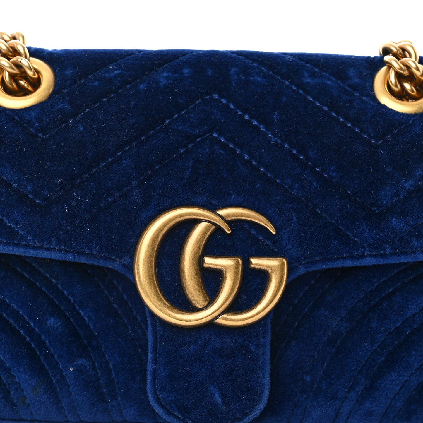 Velvet Matelasse Mini GG Marmont Shoulder Bag Cobalt Blue
