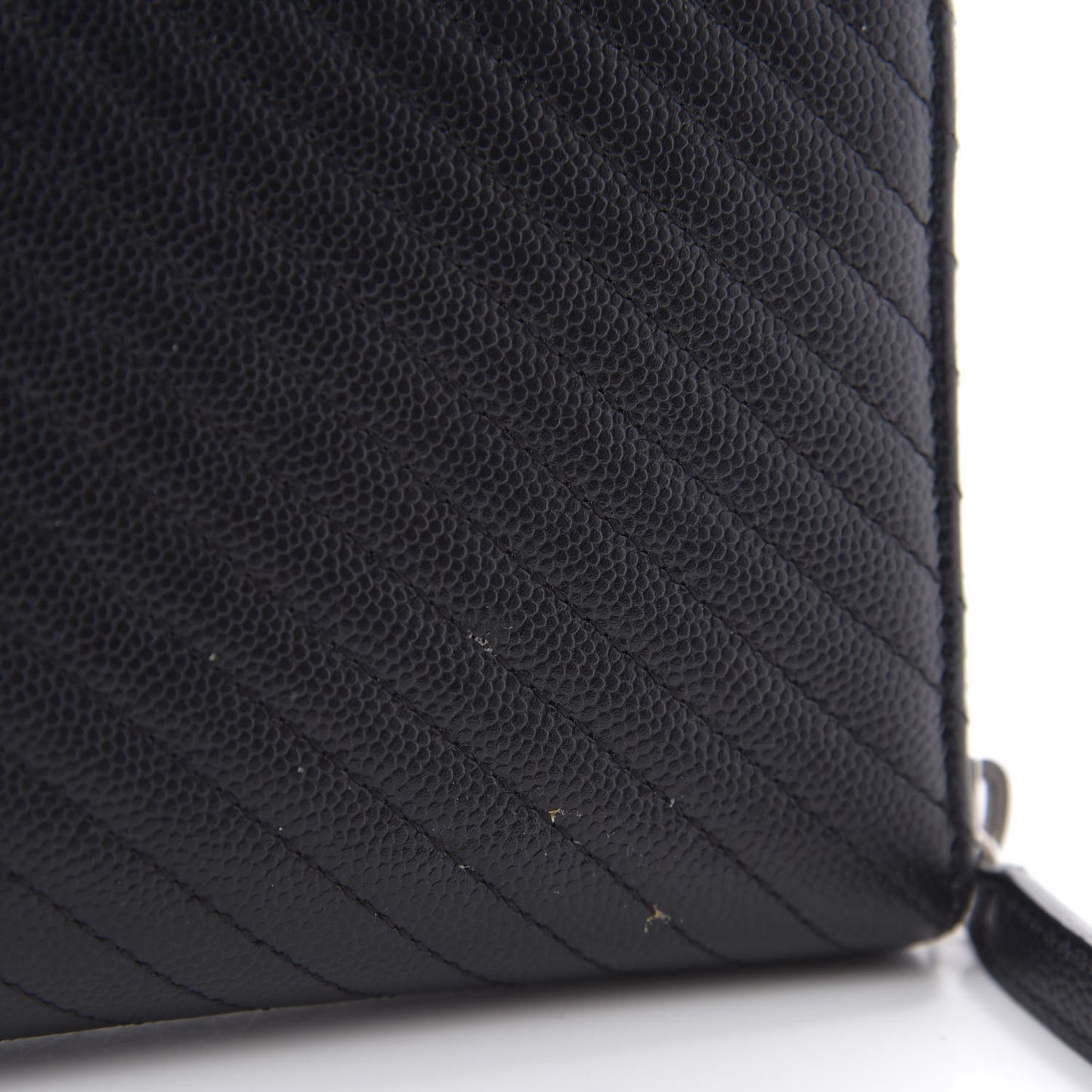 Caviar Chevron Quilted Large Gusset Zip Around Wallet Black
