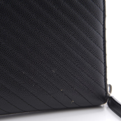 Chanel Caviar Chevron Quilted Large Gusset Zip Around Wallet Black 6 of 10