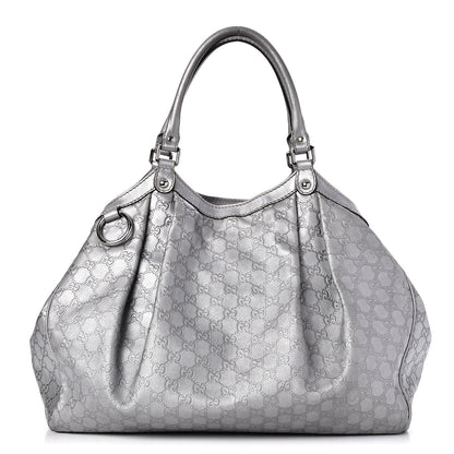 Gucci Guccissima Large Sukey Tote Silver 1 of 9