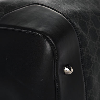 Gucci Soft GG Supreme Monogram Appia Calfskin Web Large Carry On Duffle Bag Black Grey 9 of 15