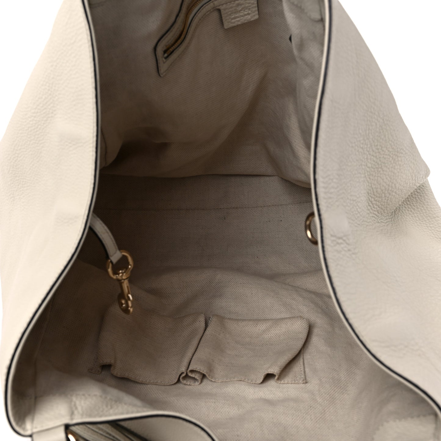 Pebbled Calfskin Large Soho Shoulder Bag Off White