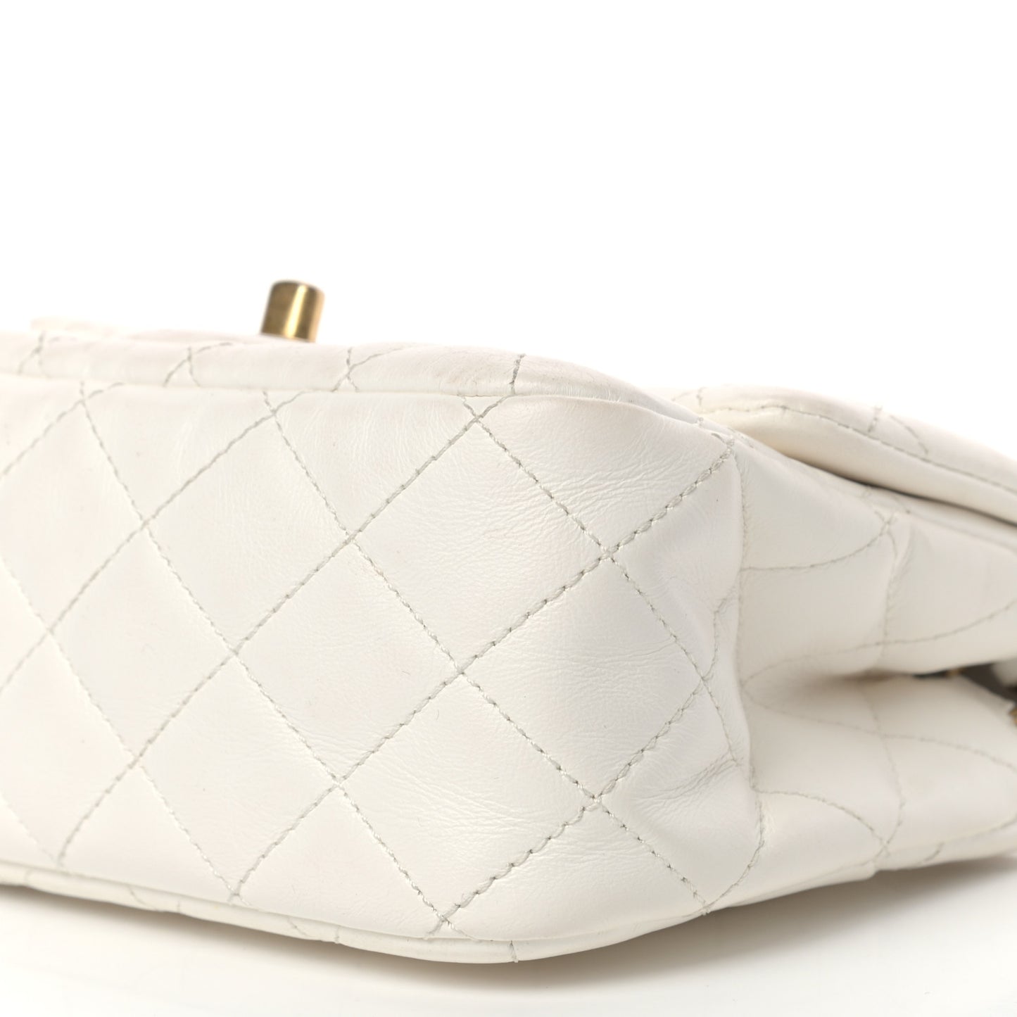 Lambskin Quilted Mini Romance Square Flap White