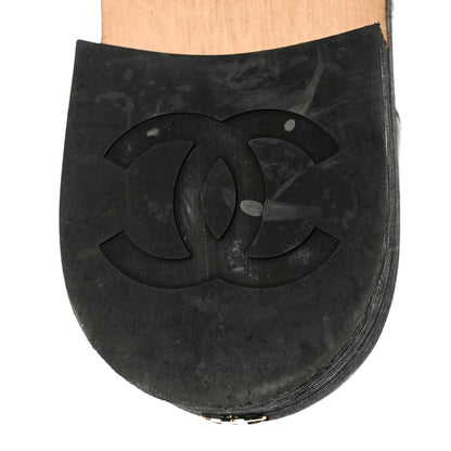 Chanel Metallic Crumpled Lambskin CC Lace Up Oxfords 37.5 Silver Black 7 of 10