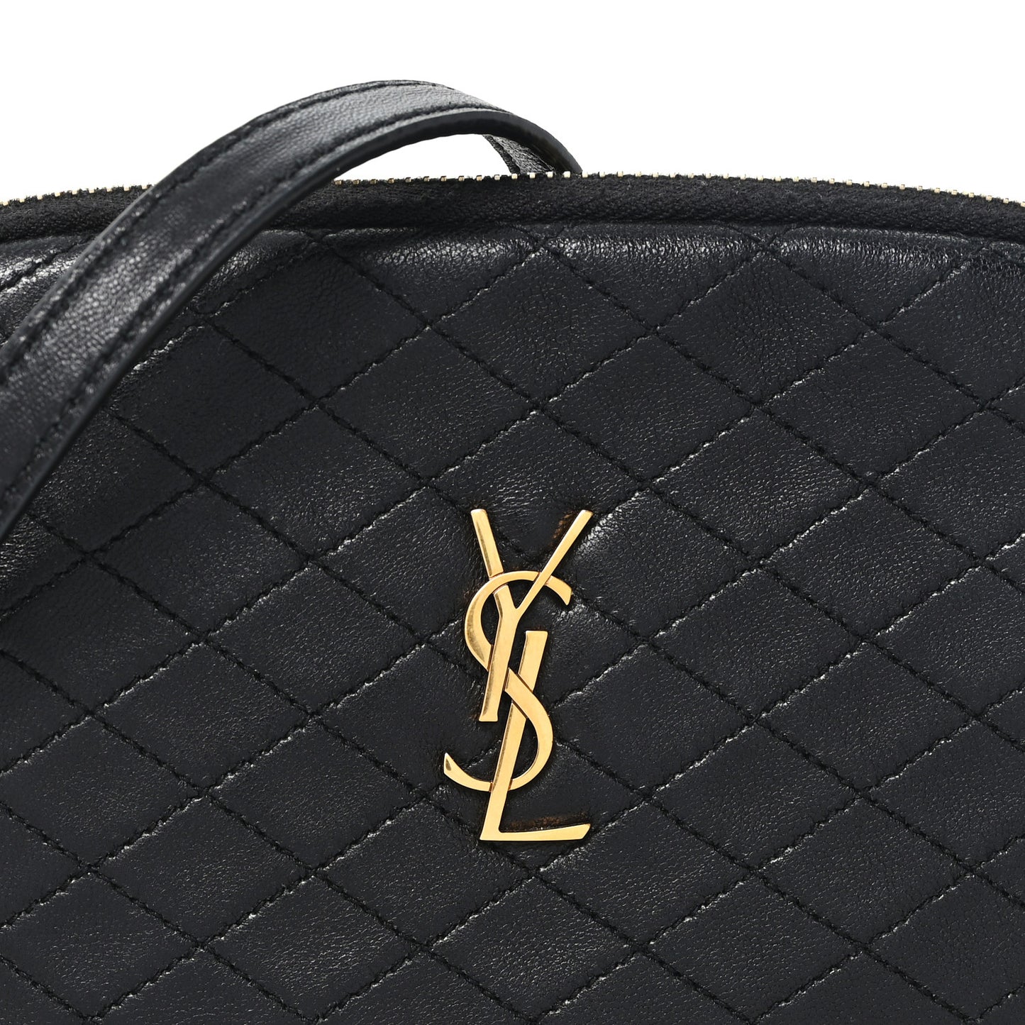 Lambskin Quilted Gaby Zipped Pouch Black