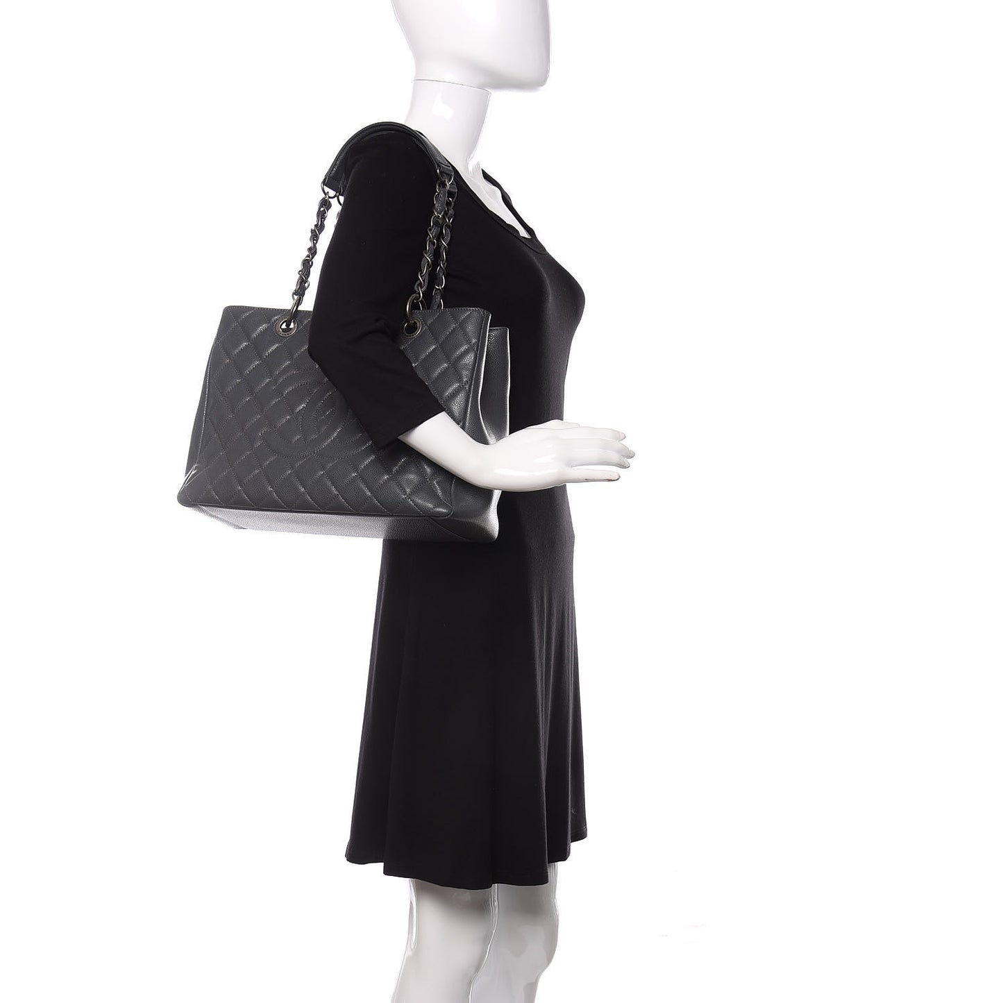 Caviar Quilted Grand Shopping Tote GST Grey