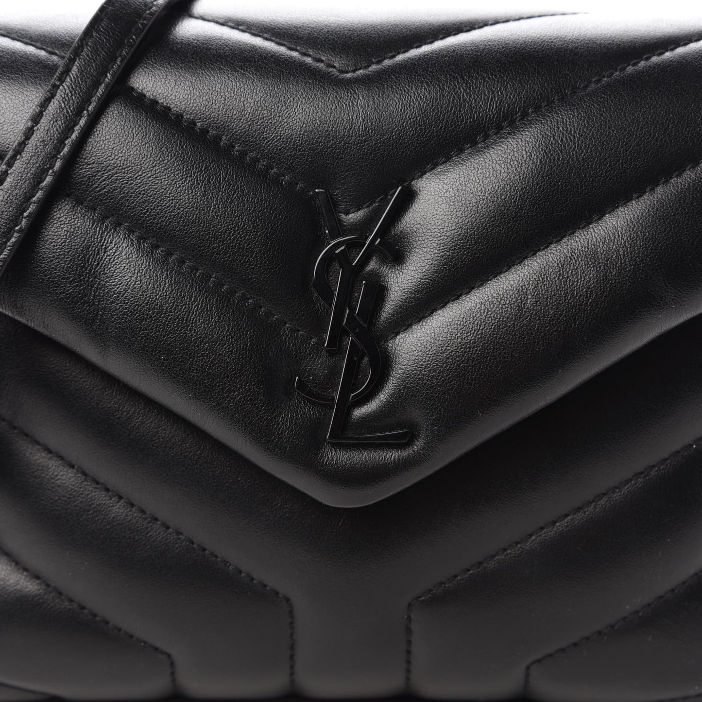 Calfskin Y Quilted Monogram Toy Loulou Crossbody Bag Black