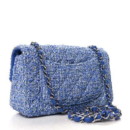 Chanel Tweed Quilted Mini Rectangular Flap Blue White 3 of 12