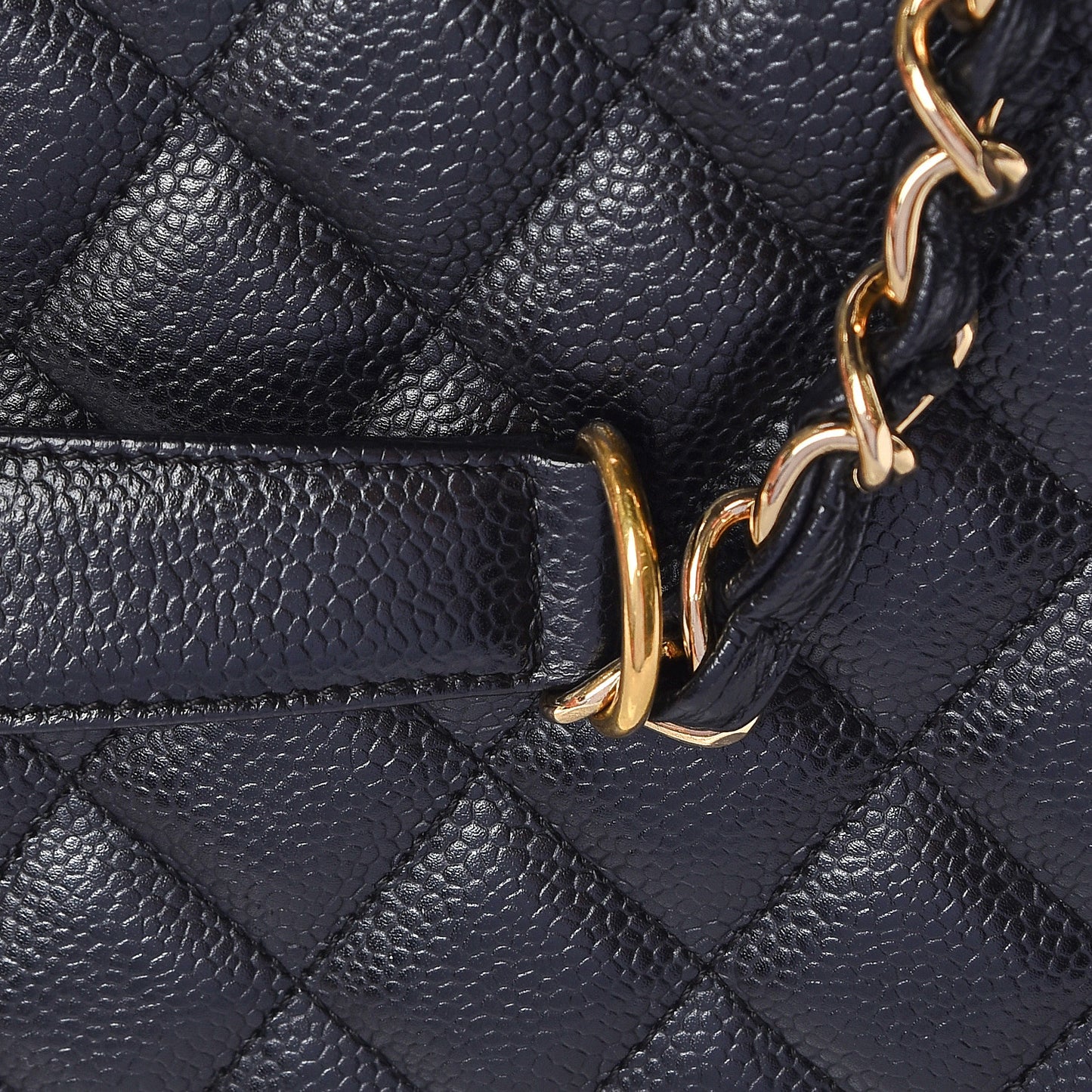 Caviar Quilted Grand Shopping Tote GST Black