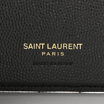 Saint Laurent Grain de Poudre Matelasse Cassandre Monogram Slim Key Case Black 6 of 8